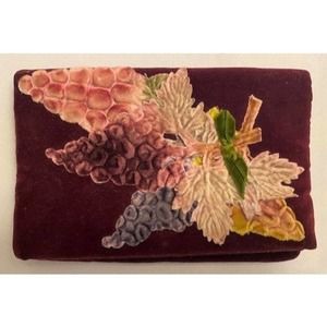 vintage '70s maroon velveteen foldover clutch hand